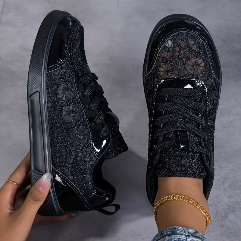 Camille | Sneakers Légères en Dentelle Fleurie