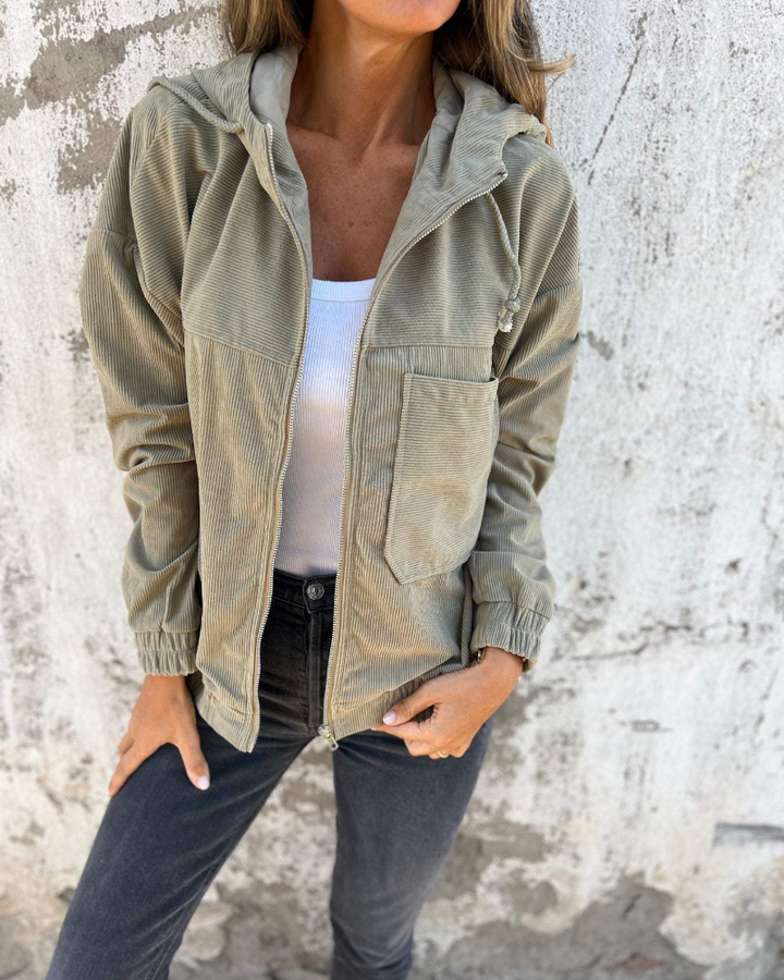 Selena™ | Veste zippée en velours côtelé