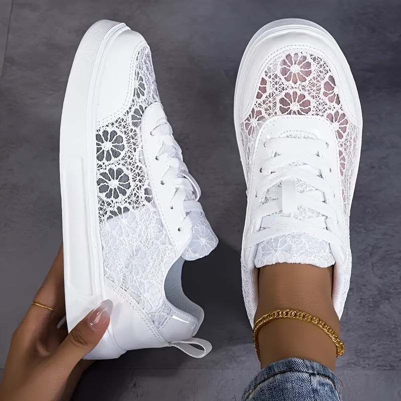 Camille | Sneakers Légères en Dentelle Fleurie