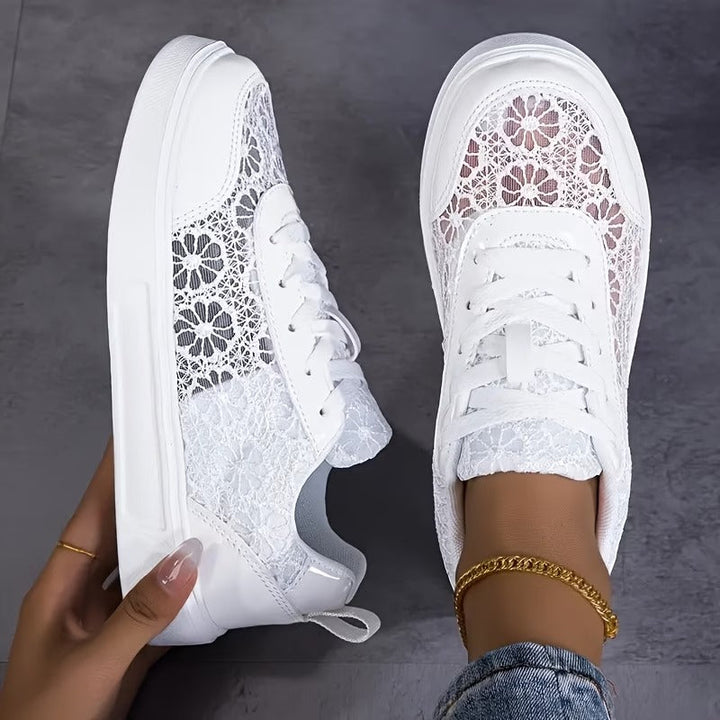 Camille | Sneakers Légères en Dentelle Fleurie