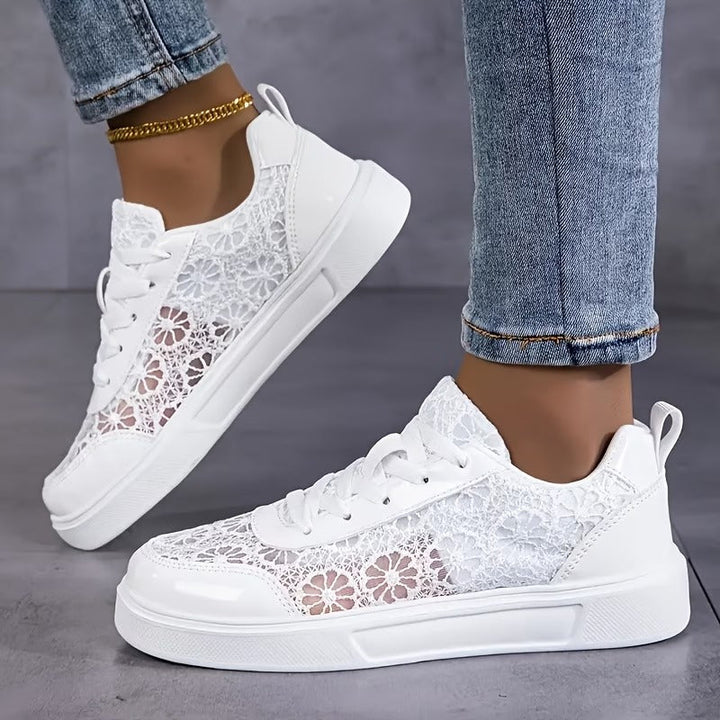 Camille | Sneakers Légères en Dentelle Fleurie
