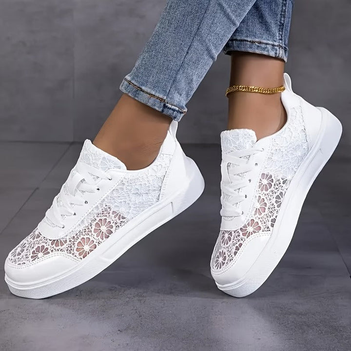 Camille | Sneakers Légères en Dentelle Fleurie