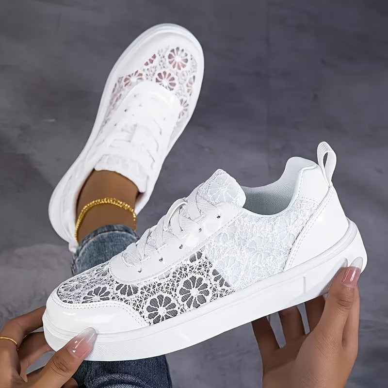 Camille | Sneakers Légères en Dentelle Fleurie