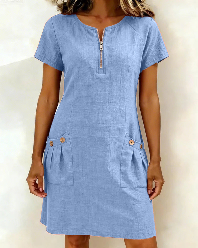 Léa | Robe Légère Coton-Lin Élégante